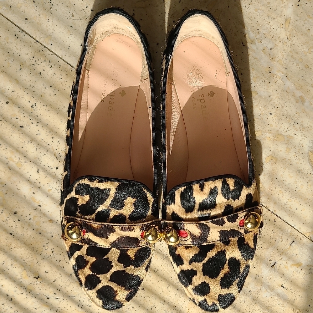 Kate Spade Animal Print Loafers with Gold Accents - Picture 3 of 10